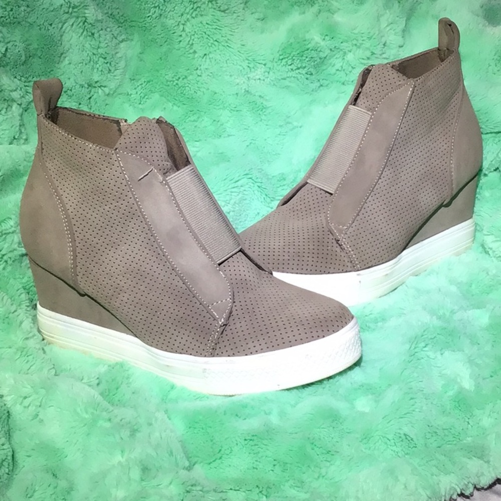 Tan Suede Wedge Booties